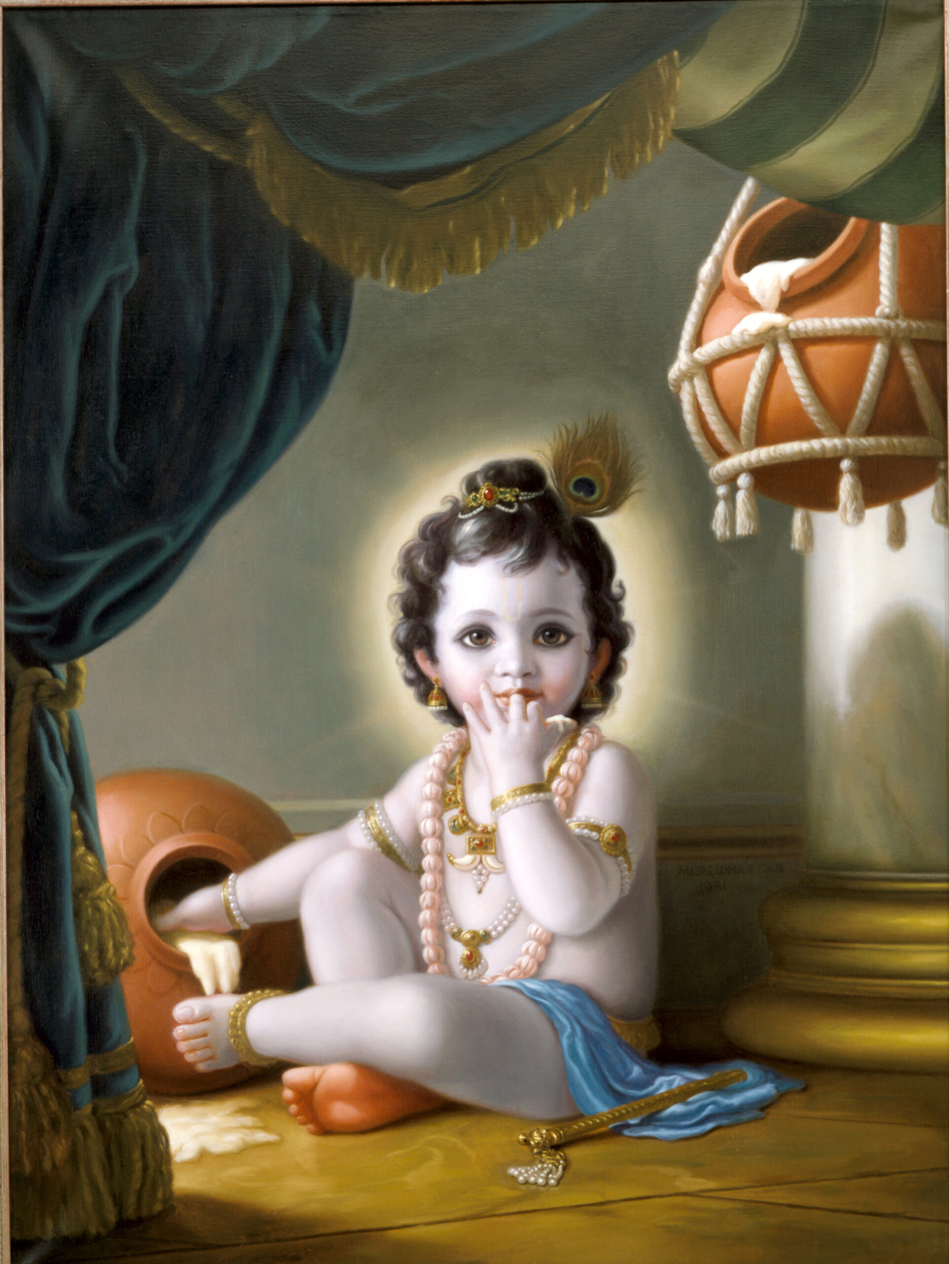 Baby Krishna in lotus position