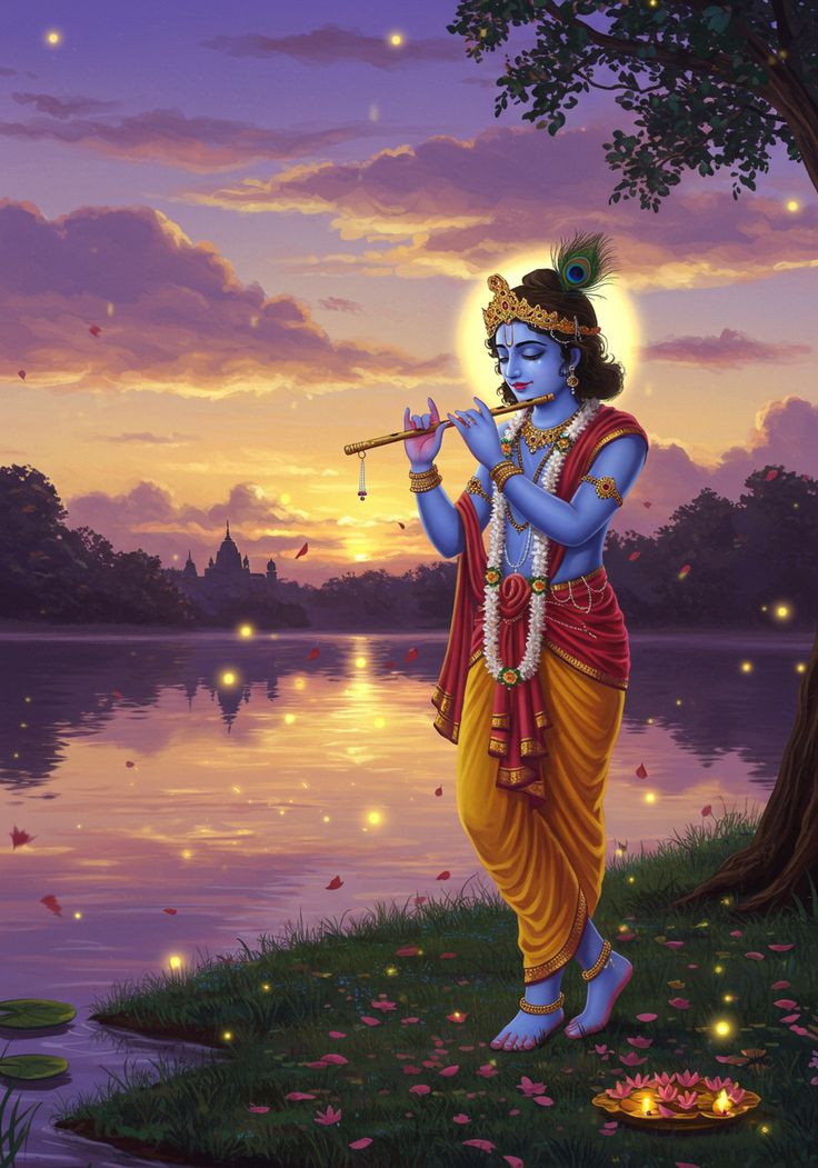 Krishna by sacred rivers