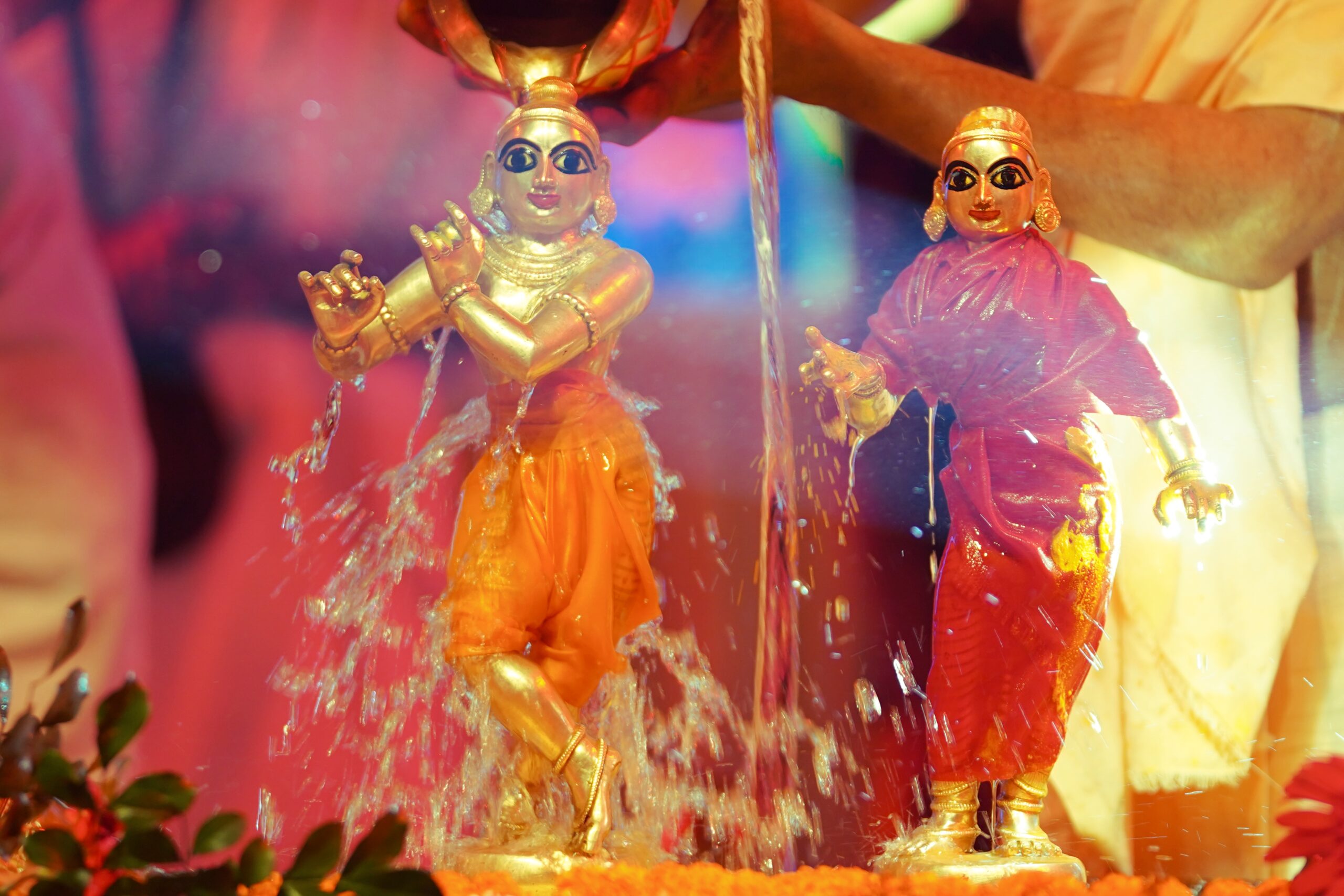 Children dressed as Krishna and Radha during celebrations